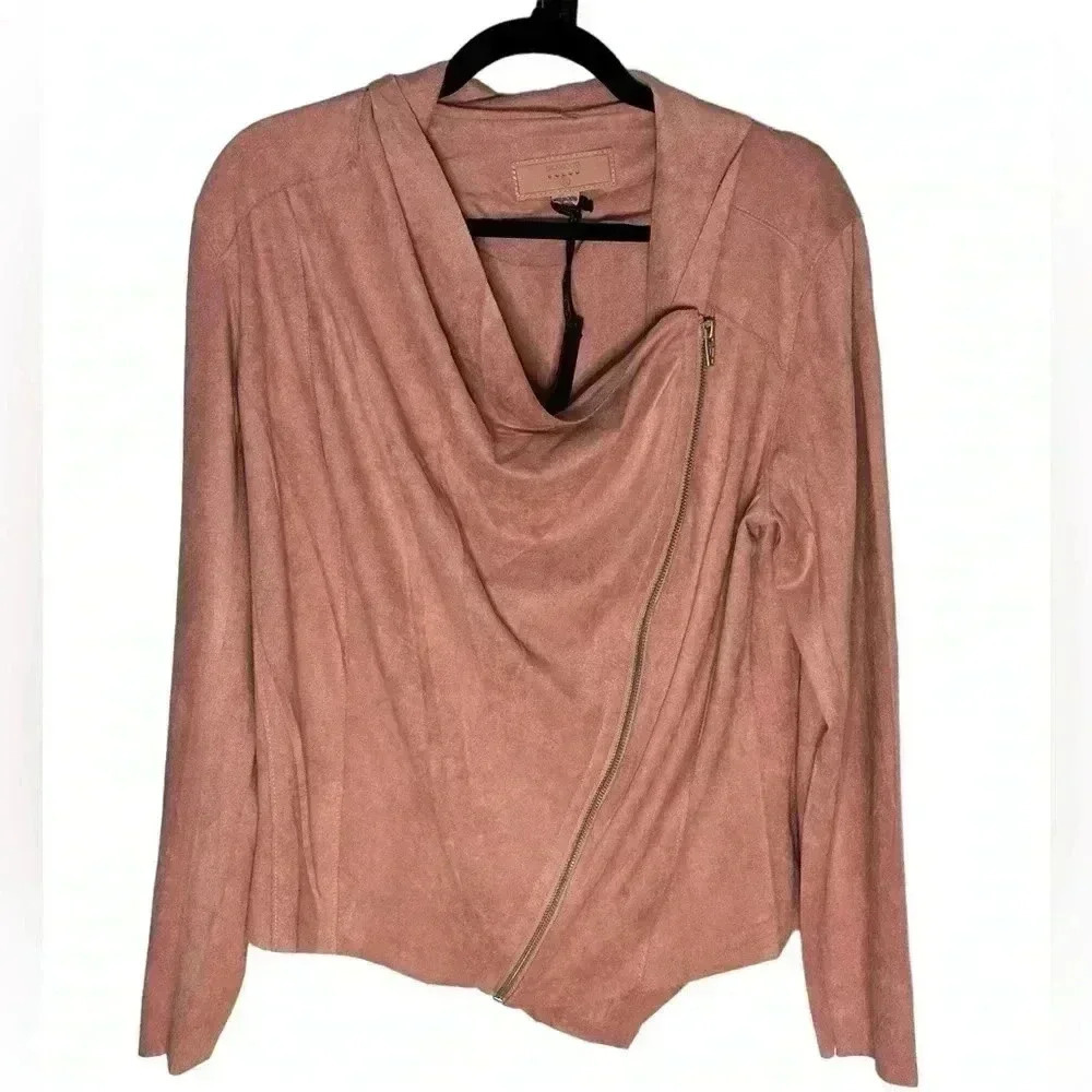 NWT Blank NYC Mauve Faux Suede Drape Front Jacket 1x